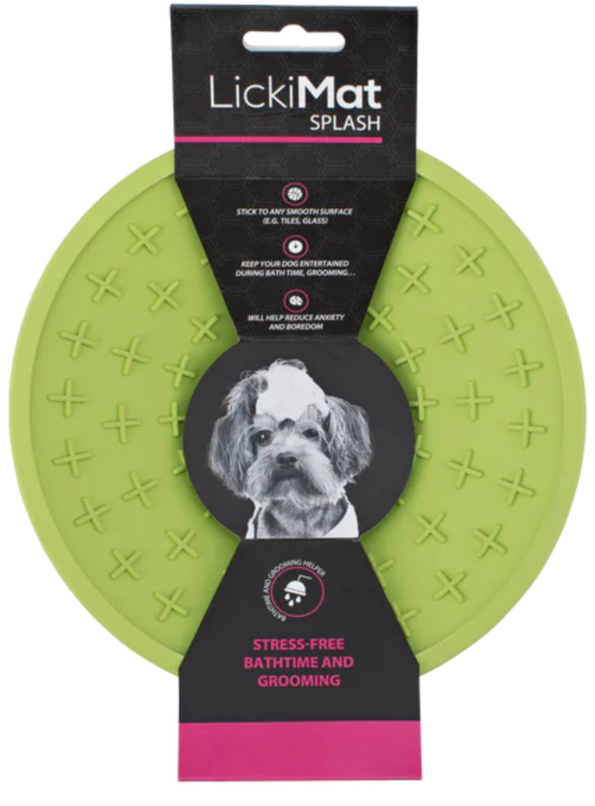 LickiMat Splash Wall + Floor Suction Slow Feeder Dog Bowl - Green