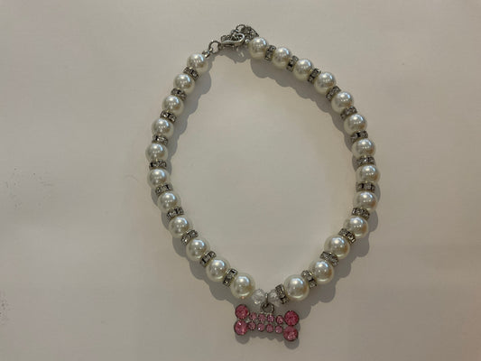 Pearls With Pink Diamanté Bone