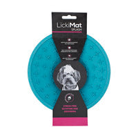 LickiMat Splash Wall + Floor Suction Slow Feeder Dog Bowl - Blue