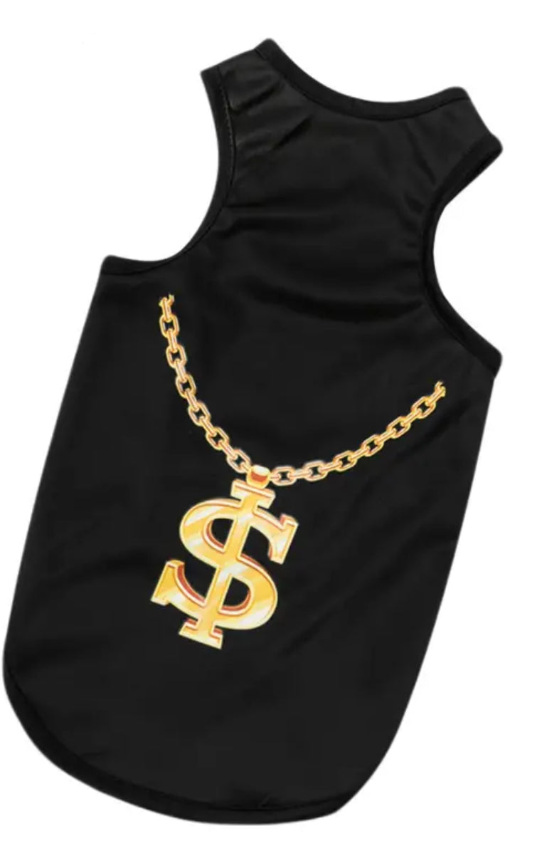 B+T Pets Fashion - $ Gold Chain Singlet