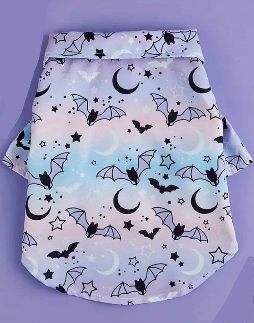 Halloween Costume - Bat + Stars Purple Shirt