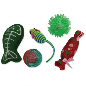 Kitty Play Christmas Cat Toy Ornament 5pk