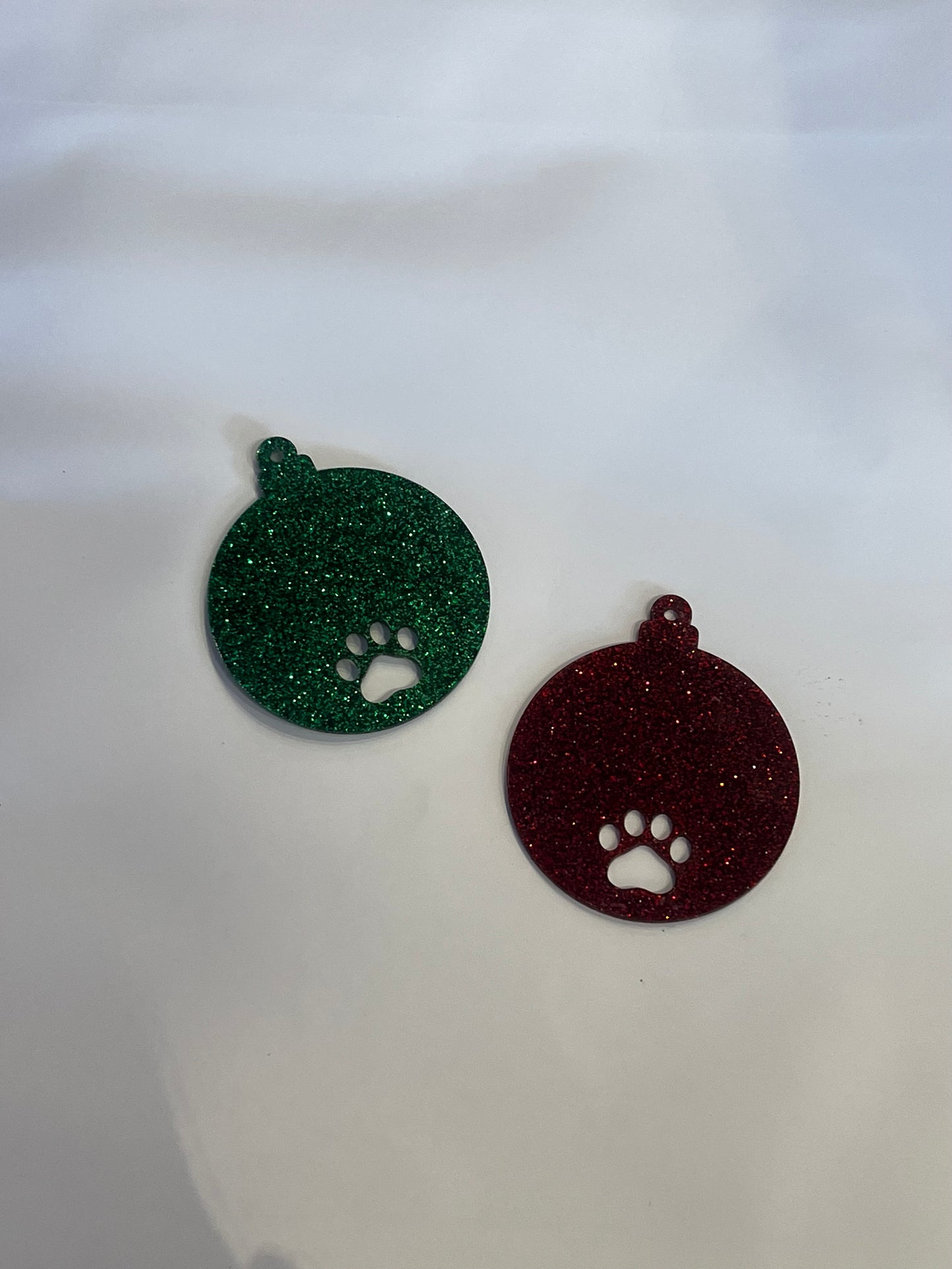 Personalised Acrylic Bauble Round With Paw Print Cut Out