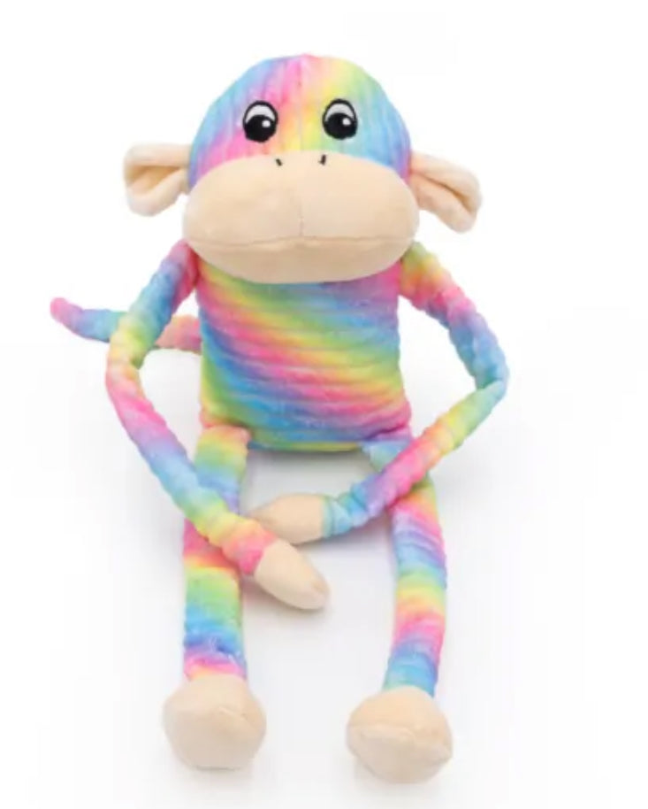 Zippy Paws Spencer the Crinkle Monkey - Large Rainbow