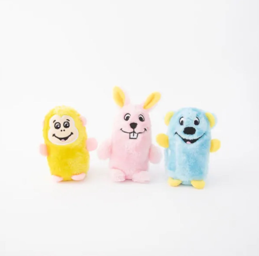 Zippy Paws Squeakie Buddies - Bear, Bunny + Monkey