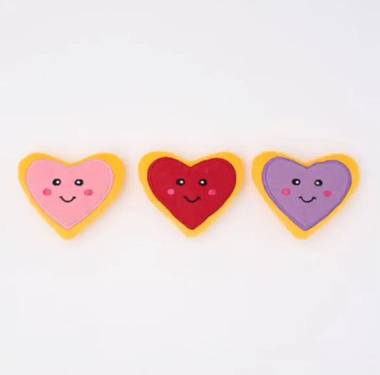 Zippy Paws Valentine's Miniz 3pk - Heart Cookies