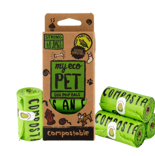 My Eco Pet Compostable Dog Poop Bags - 4x15 Bag Rolls