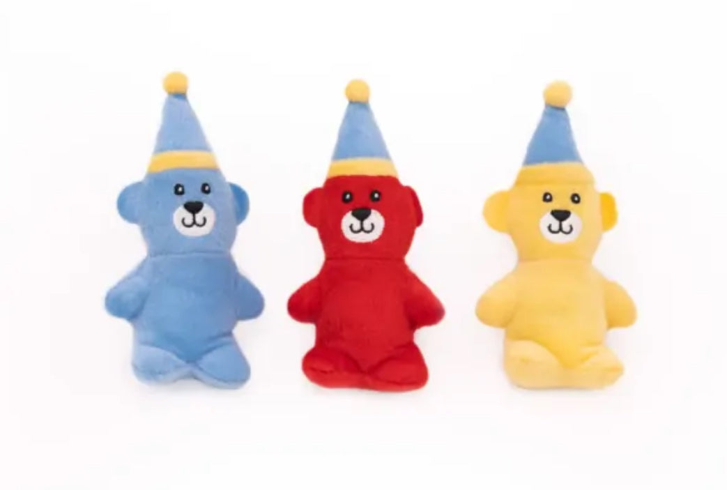 Zippy Paws Miniz 3pk - Birthday Bears