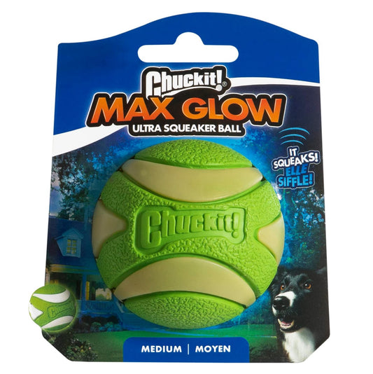 Chuckit! Max Glow Ultra Squeaker Ball Medium 1pk