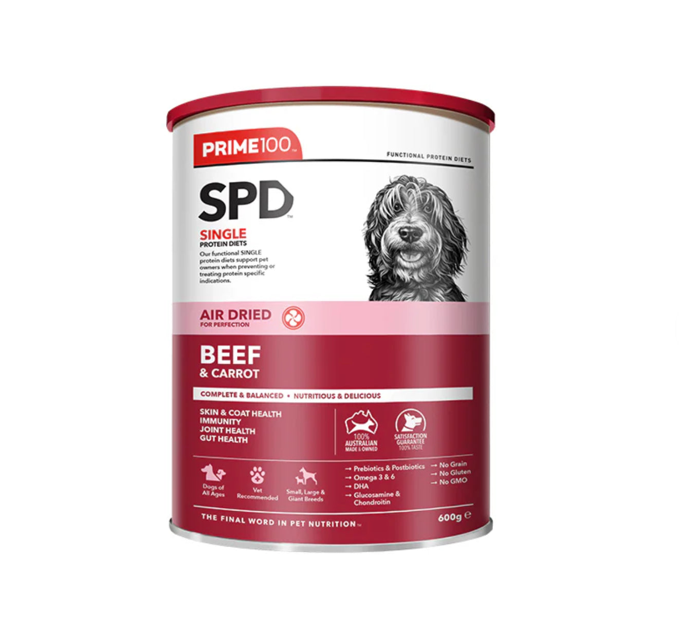 Prime100 SPD Air Dried Beef & Carrot for Adult Dogs 600gr