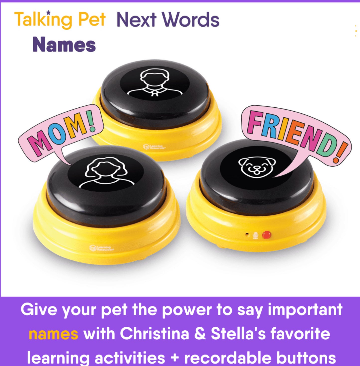 Hunger for Words Talking Pet Next Words: Names Dog Buttons for Communication