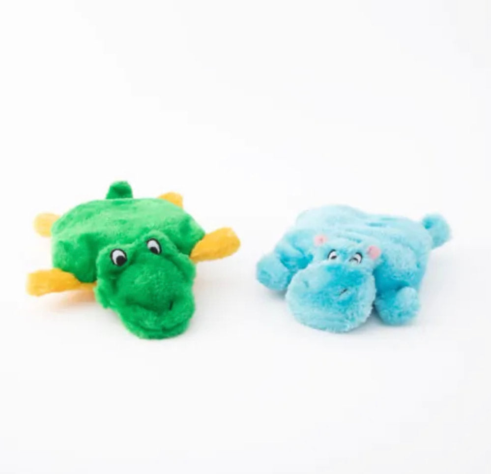 Zippy Paws Squeakie Pads Hippo + Alligator