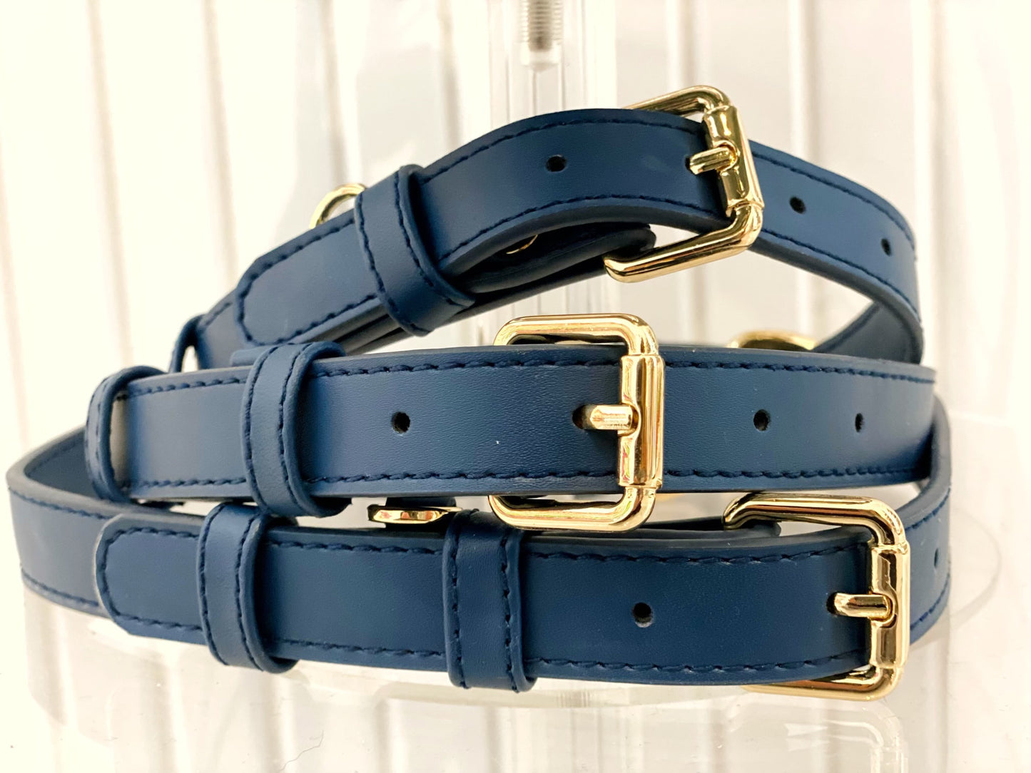 B+T Pets Faux Leather Collar Navy