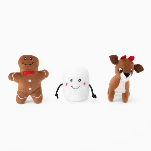Zippy Paws Holiday Miniz Santa's Friends 3pk