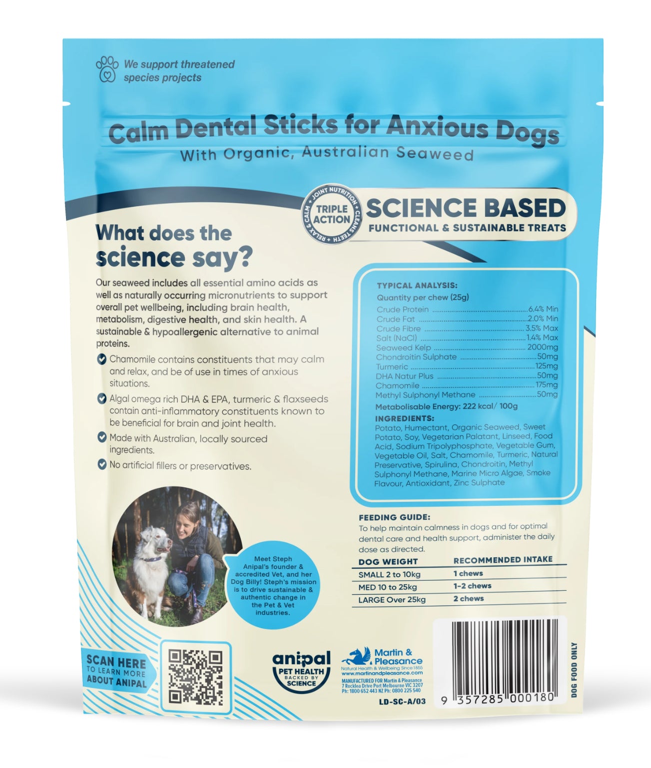 Anipal Calm Dental Sticks for Anxious Dogs 160g