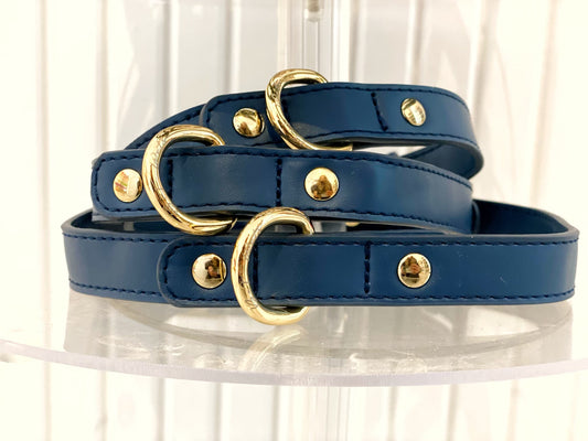 B+T Pets Faux Leather Collar Navy