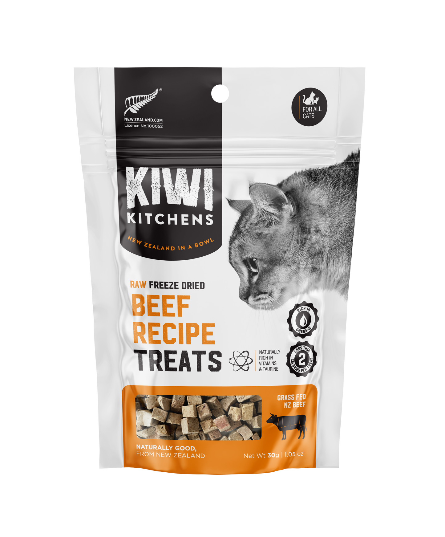 Kiwi Kitchens Raw Freeze Dried Beef Recipe Treats For Cats 30gr