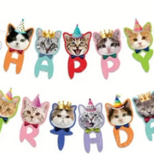 Happy Birthday Banner Cat