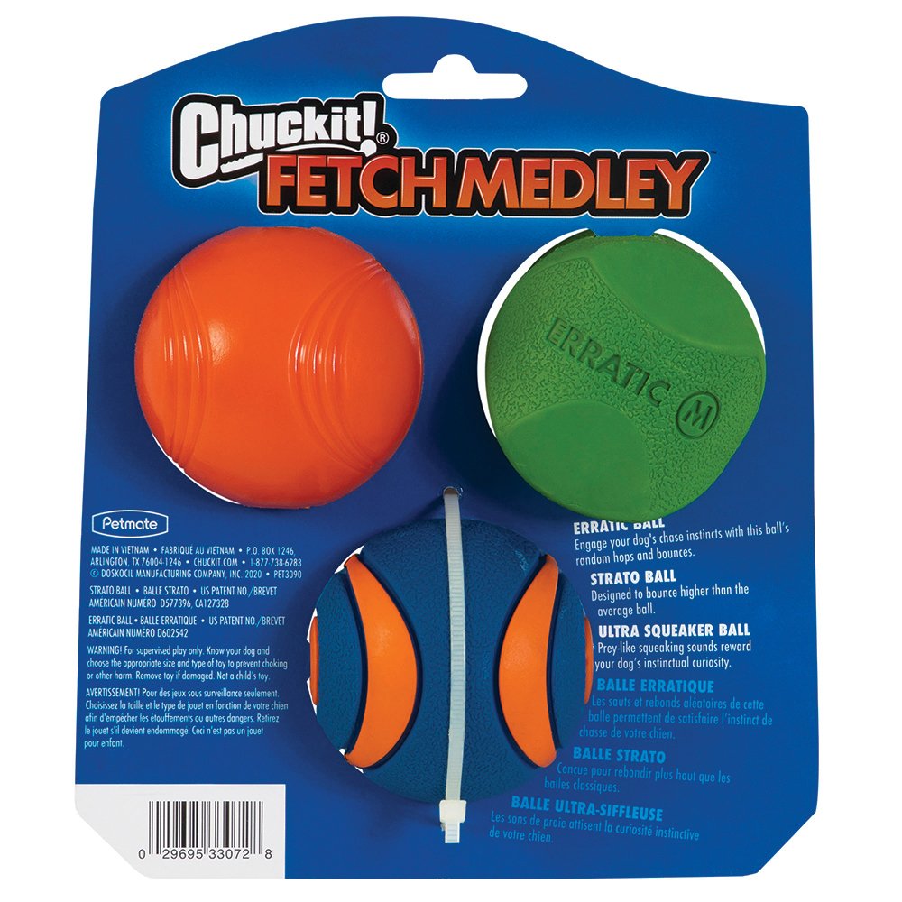 ChuckIt! Fetch Medley Balls Gen2 Medium 6cm 3pk