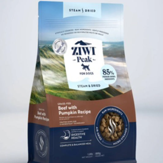 Ziwi Peak Steam & Dried Dog Food – Grass-Fed Beef & Pumpkin Recipe