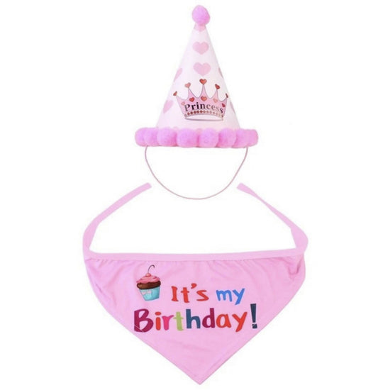 Pink Happy Birthday Hat + Bandana