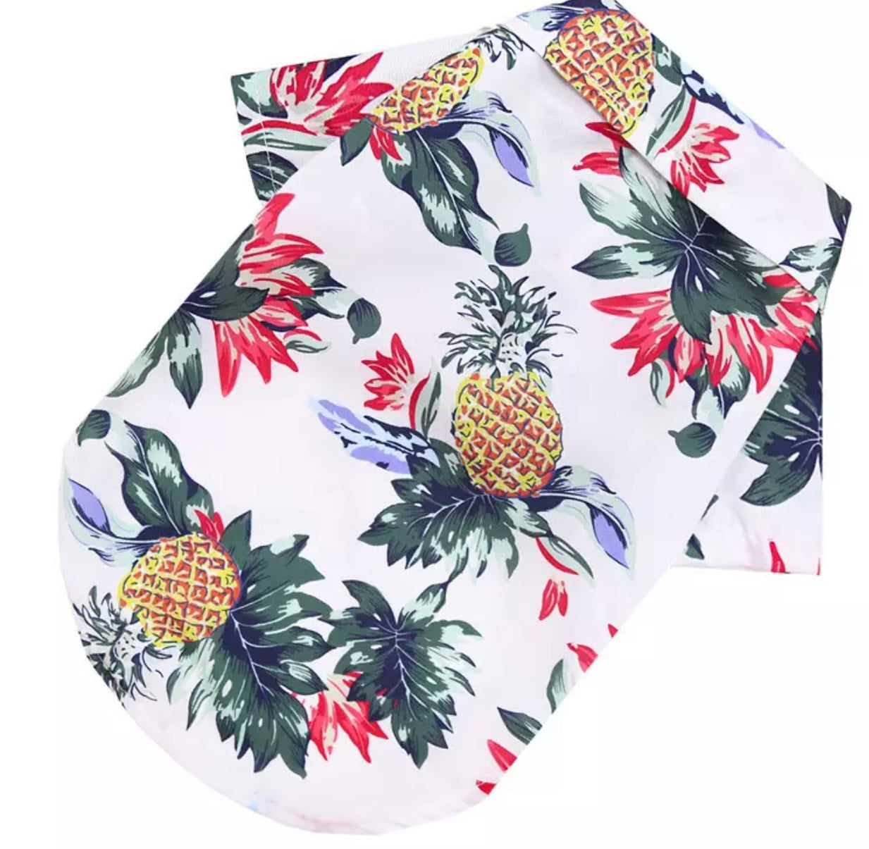 Dog Summer Shirt White Pineapple