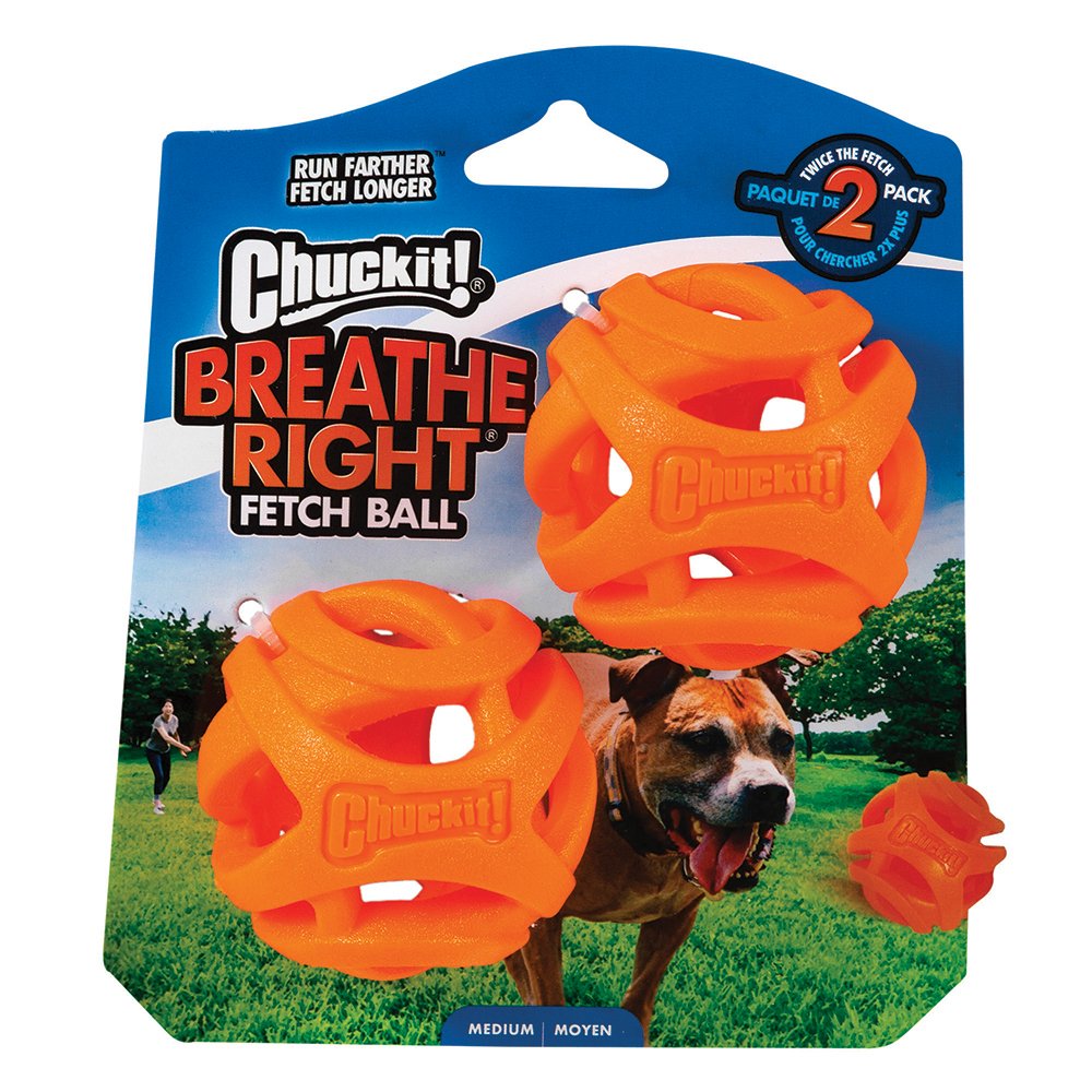 Chuckit! Breathe Right Fetch Ball Medium 6cm 2pk