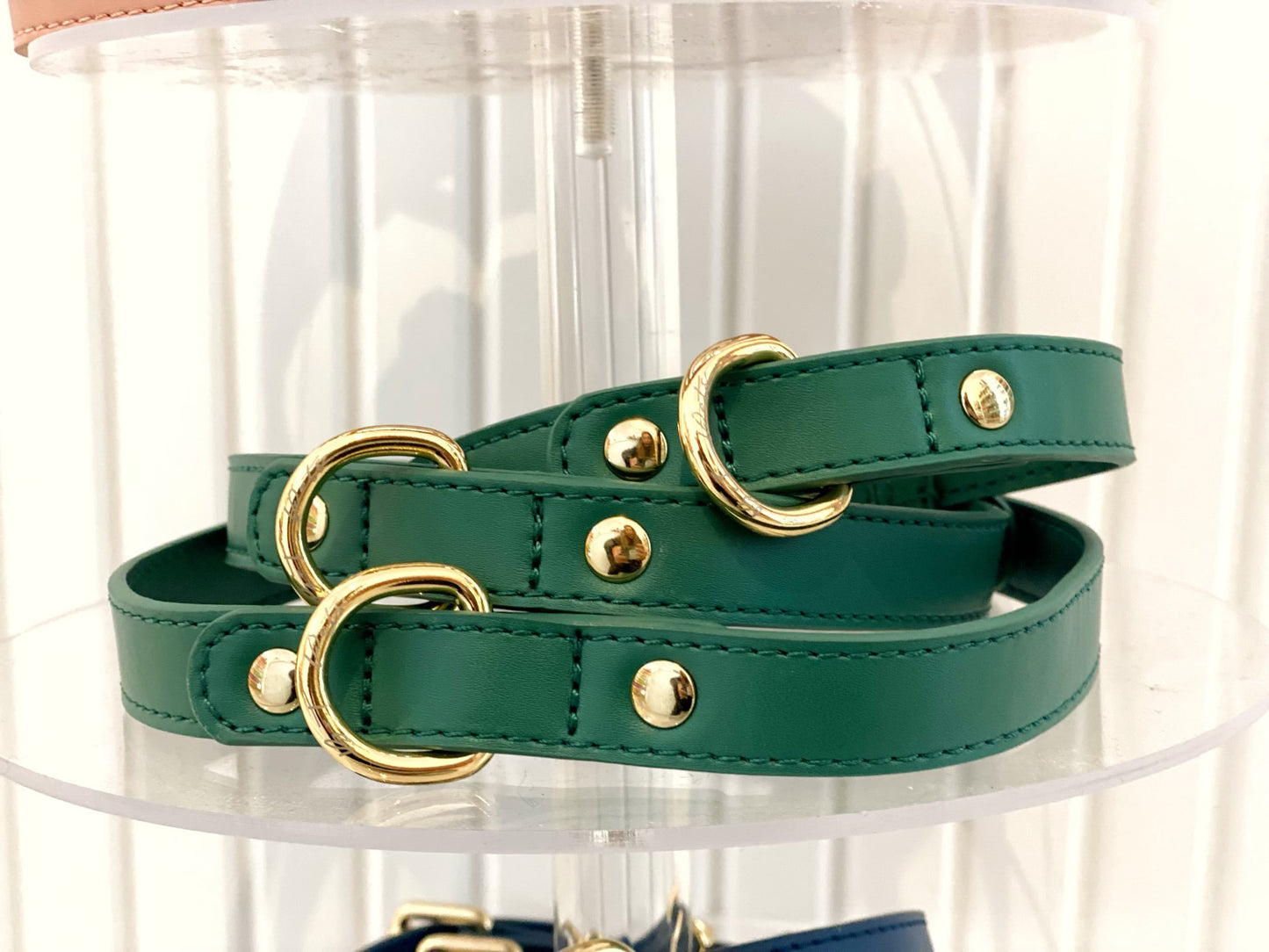 B+T Pets Faux Leather Collar Emerald