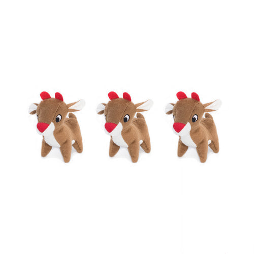 Zippy Paws Holiday Miniz Reindeer 3pk