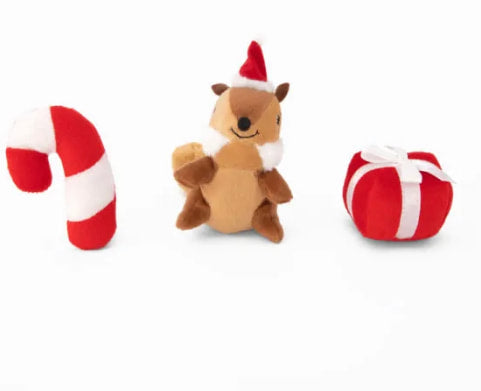 Zippy Paws Holiday Miniz Festive Friends Candycane, Reindeer, Present