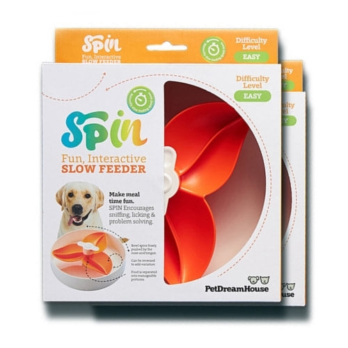 PetDreamHouse SPIN Interactive Slow Feeder Bowl For Cats + Dogs - Flower
