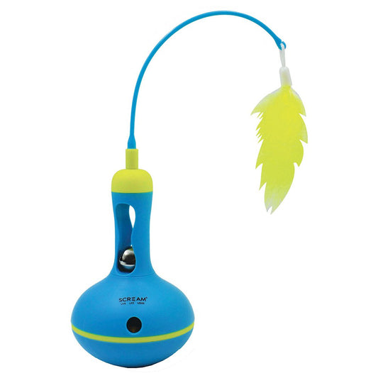 Scream Vase Tumbler Treat Toy Dispenser Cat/Small Dog - Loud Green + Blue