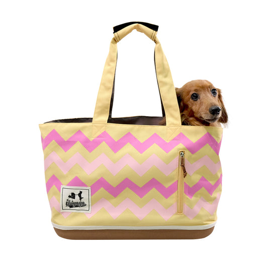 Ibiyaya Canvas Pet Carrier Tote For Cats + Dogs Yellow Pink