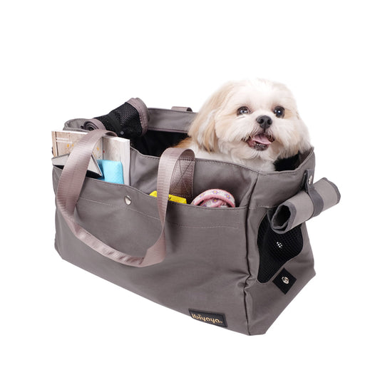 Ibiyaya Canvas Pet Carrier Tote For Cats + Dogs - Grey