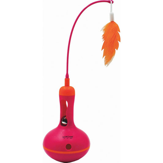 Scream Vase Tumbler Treat Toy Dispenser Cat/Small Dog - Loud Pink + Orange